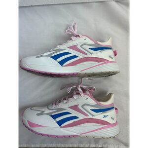 Reebok Classic Princess White Pink Blue Running Shoes Size 8.5 Womens Sneakers